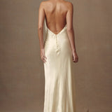 Aisha™ – Satin maxi dress with waterfall neckline