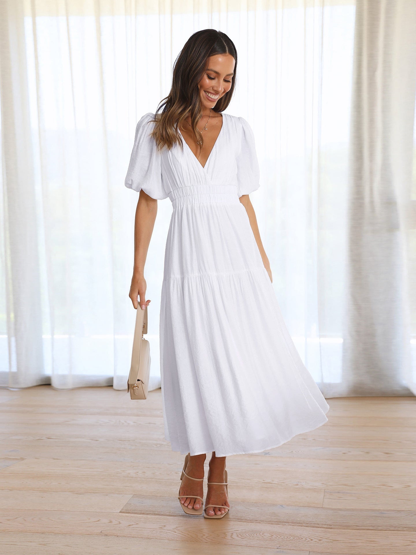 Bethany - Puff Sleeves Maxi Dress