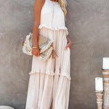 Ilona - Halterneck Dress With Ruffles and Maxi Pockets