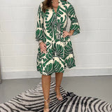 Fenella - Printed V Neck Midi Dress