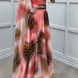 Lilliagirl- Chiffon Printed Off-Shoulder Dress