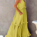 Ilona - Halterneck Dress With Ruffles and Maxi Pockets