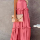 Ilona - Halterneck Dress With Ruffles and Maxi Pockets