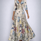 Elisa - Elegant Wrap Maxi Dress with Flowers