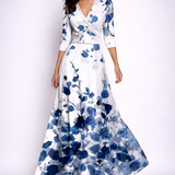 Elisa - Elegant Wrap Maxi Dress with Flowers