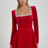 Tazari™ | Mini dress with embellished neckline