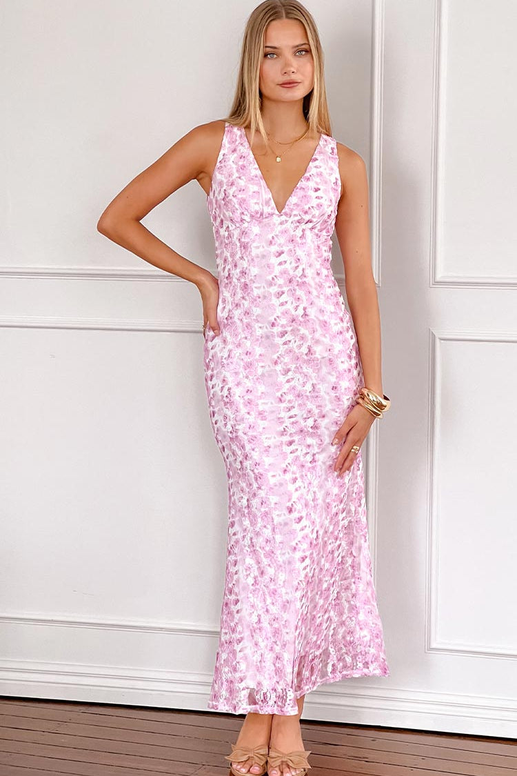 Farida - Pink Lace Maxi Dress