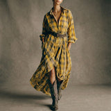 Abril - Plaid shirt dress with belt