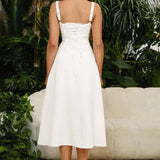 Vana - Corset Lace-up White Midi Dress