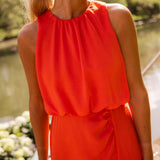 Alicia - Halter Slit Midi Dress