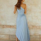 Delfina - Satin One-Shoulder Pleated Gown Maxi Dress