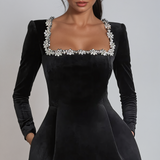 Tazari™ | Mini dress with embellished neckline