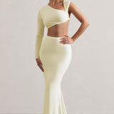 Neomie™ | Cream Fishtail Maxi Skirt