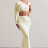 Neomie™ | Cream Fishtail Maxi Skirt