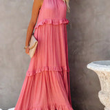 Ilona - Halterneck Dress With Ruffles and Maxi Pockets