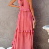 Ilona - Halterneck Dress With Ruffles and Maxi Pockets