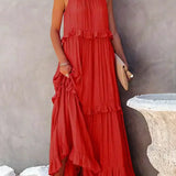 Ilona - Halterneck Dress With Ruffles and Maxi Pockets