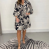 Fenella - Printed V Neck Midi Dress