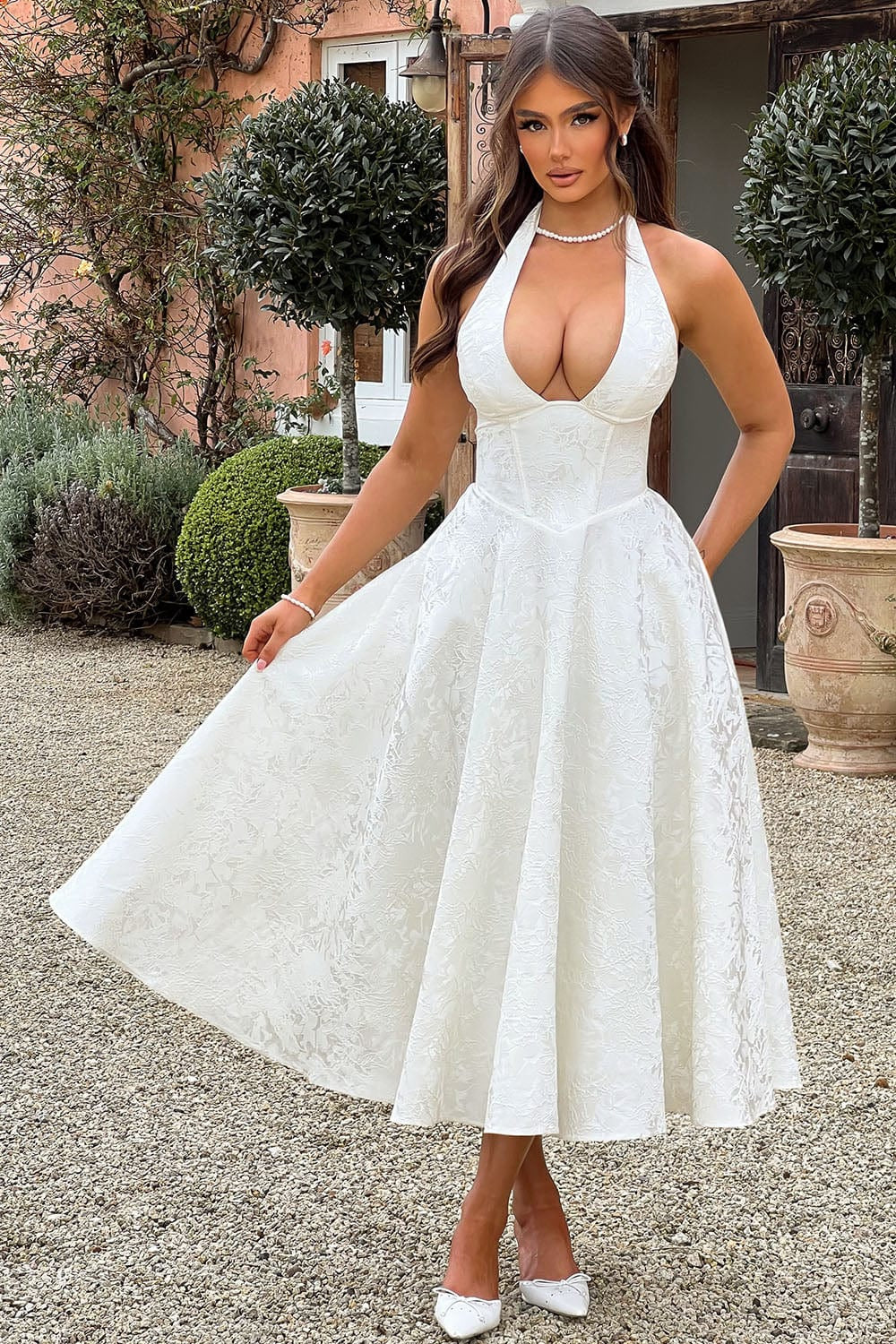 Esmeralda - Halter Sleeveless Midi Dress