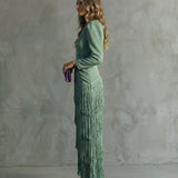 Clara | Elegant Dress with Fringe Sleeves