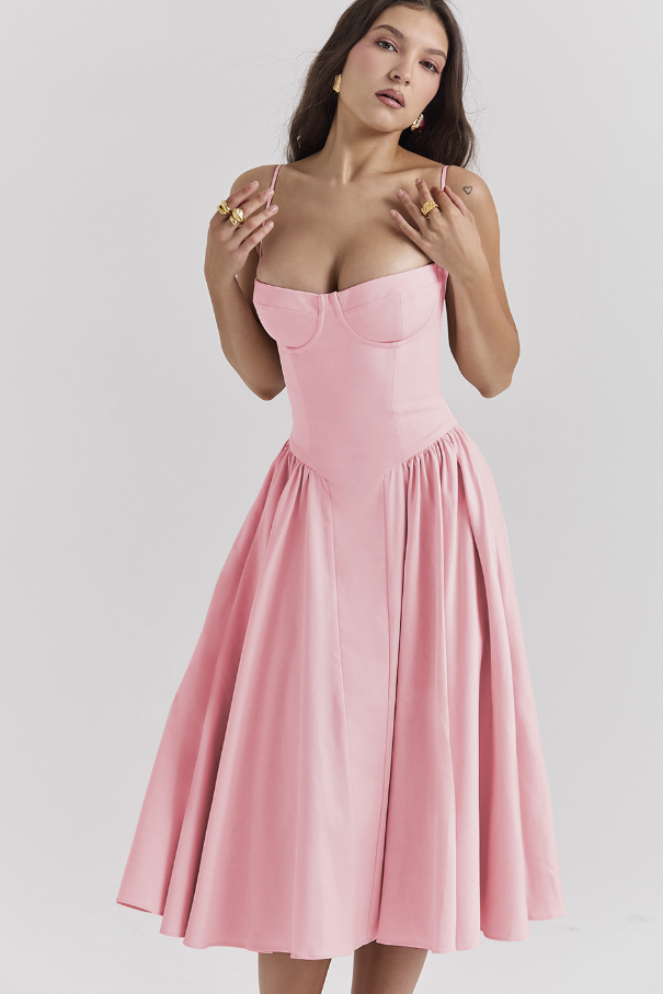 Nina - Sleeveless Corset Midi Dress
