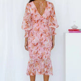 Miley - Flower Print Midi Dress
