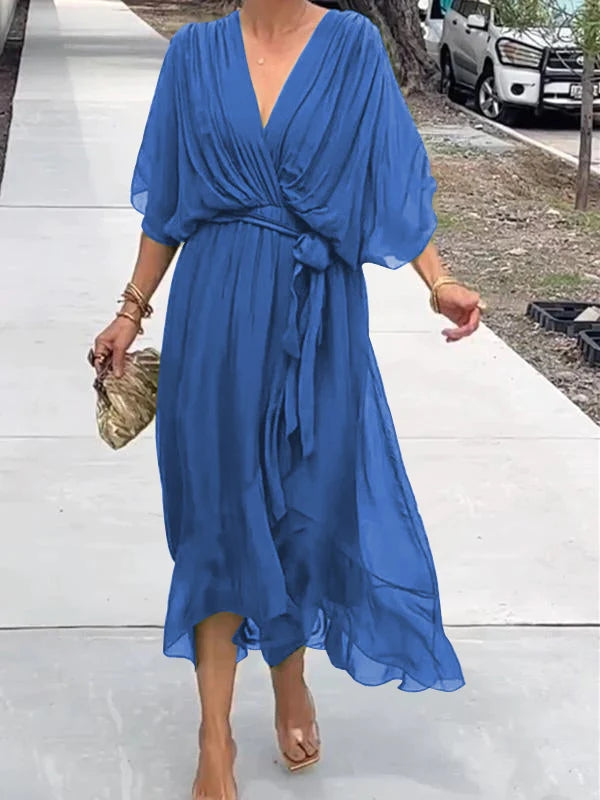 Thyra - V Neck Midi Dress