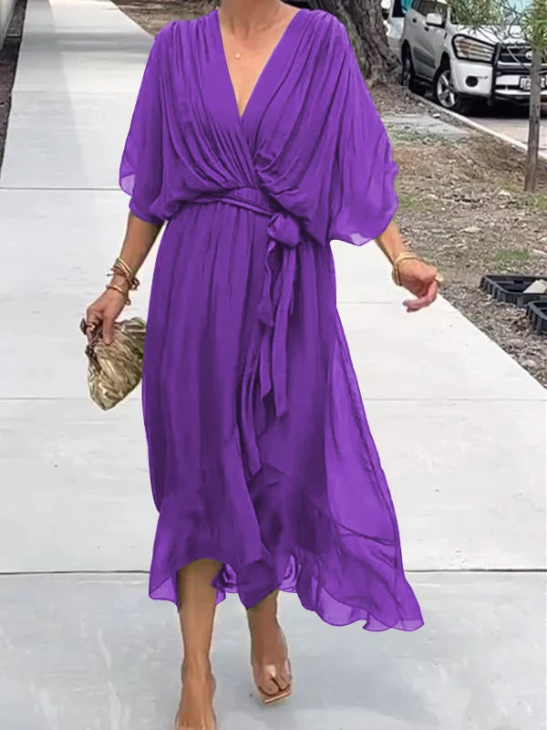 Thyra - V Neck Midi Dress