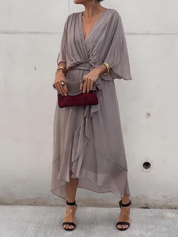 Thyra - V Neck Midi Dress