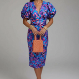 Arielle - Colourful Dress With Pleated Sleeves